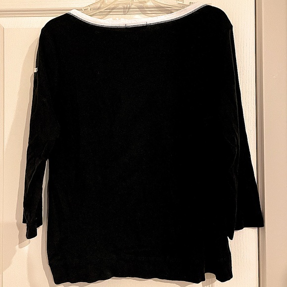 LAUREN RALPH LAUREN Women’s Boat Neck 3/4 Sleeve with Pocket Blouse - Picture 2 of 3